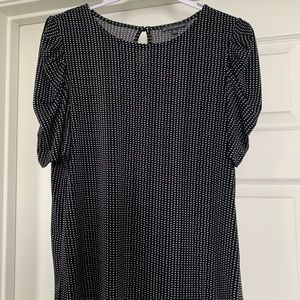 Black and white polka dot dress top